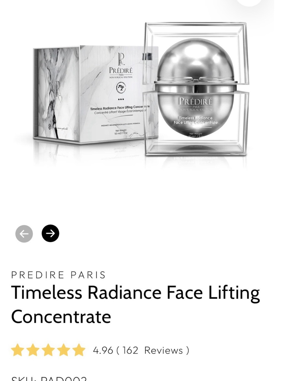 Predire Paris Timeless Radiance Face Lifting Botox in a Box.